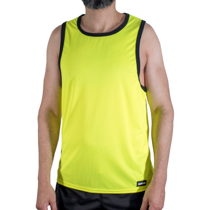 MACHO - CMV001 CAMISETA GYM AMARILLA L/XL | VibraZon