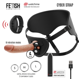 FETISH SUBMISSIVE CYBER STRAP - ARNÉS CON DILDO Y BALA CONTROL REMOTO TECNOLOGÍA WATCHME L | VibraZon