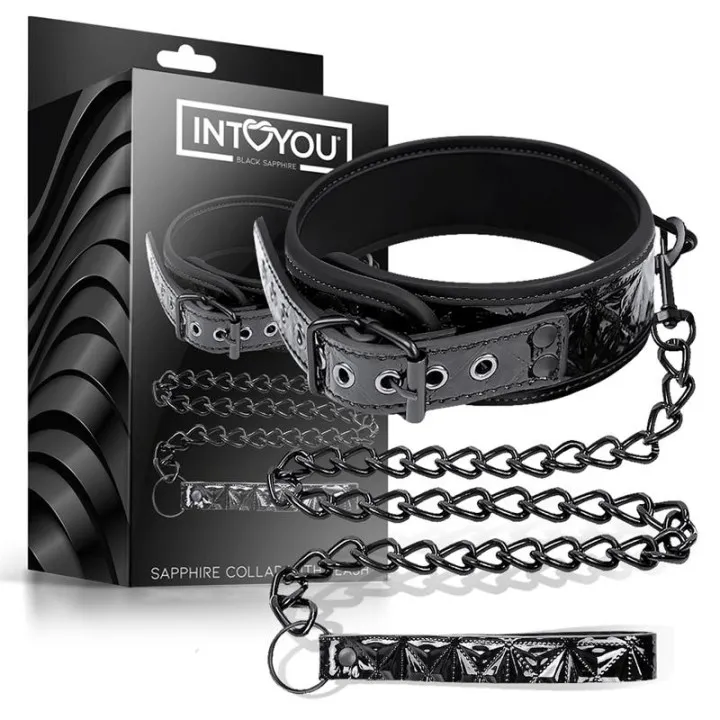 Collar con Correa Sapphire Cuero Vegano de Black Sapphire