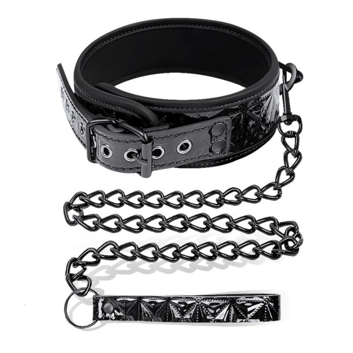 Collar con Correa Sapphire Cuero Vegano de Black Sapphire | VibraZon