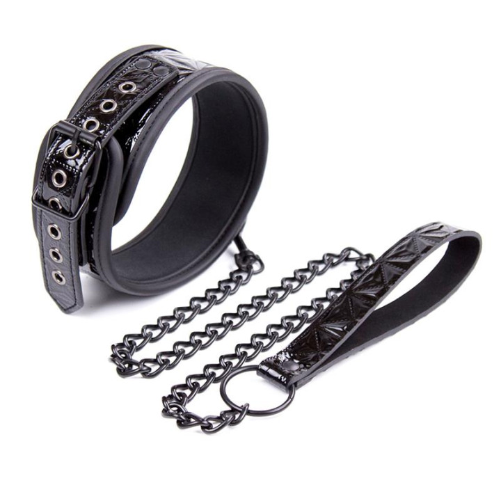 Collar con Correa Sapphire Cuero Vegano de Black Sapphire | VibraZon