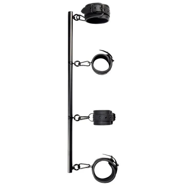 Barra Separadora Rígida Desmontable y 4 Esposas Desmontables Neopreno y Cuero Vegano de Intoyou Black Shadow
