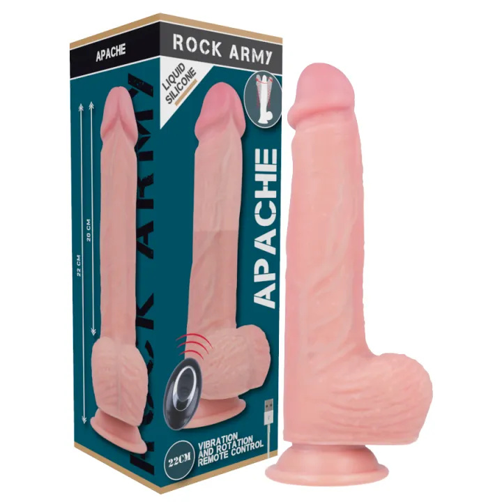 ROCKARMY - APACHE VIBRADOR REALÍSTICO CONTROL REMOTO LIQUIDA SILICONA 20.5 CM -O- 4.62 CM