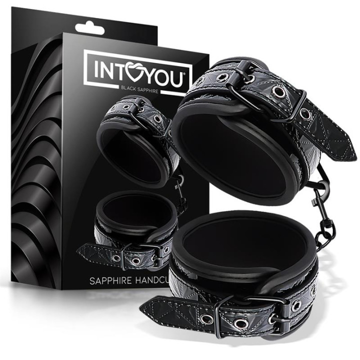 Esposas para Muñeca Ajustable Sapphire Cuero Vegano de Black Sapphire | VibraZon