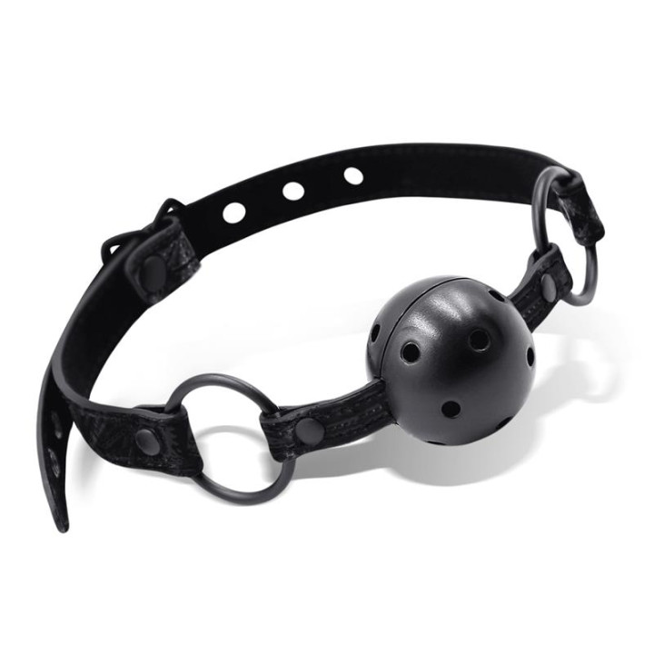 Mordaza de Bola Transpirable Sapphire Cuero Vegano de Black Sapphire | VibraZon