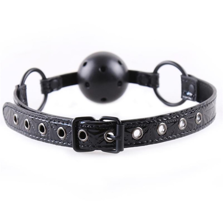 Mordaza de Bola Transpirable Sapphire Cuero Vegano de Black Sapphire | VibraZon