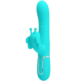 PRETTY LOVE - VIBRADOR RABBIT MULTIFUNCIÓN 4 EN 1 MARIPOSA VERDE AGUA | VibraZon