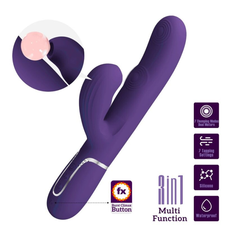 PRETTY LOVE - PERLITA VIBRADOR PUNTO G 3 EN 1 MULTIFUNCIÓN MORADO | VibraZon