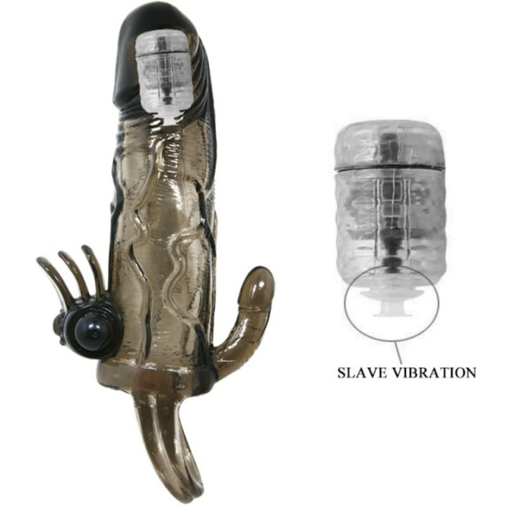 BAILE - BRAVE MAN FUNDA PENE ANAL Y CLITORIS VIBRADOR 16.5 CM NEGRO | VibraZon