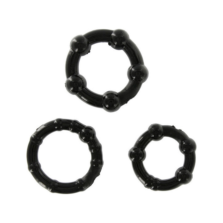 SEVEN CREATIONS - JUEGO TRES ANILLOS PENE NEGRO | VibraZon