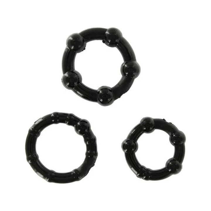 SEVEN CREATIONS - JUEGO TRES ANILLOS PENE NEGRO