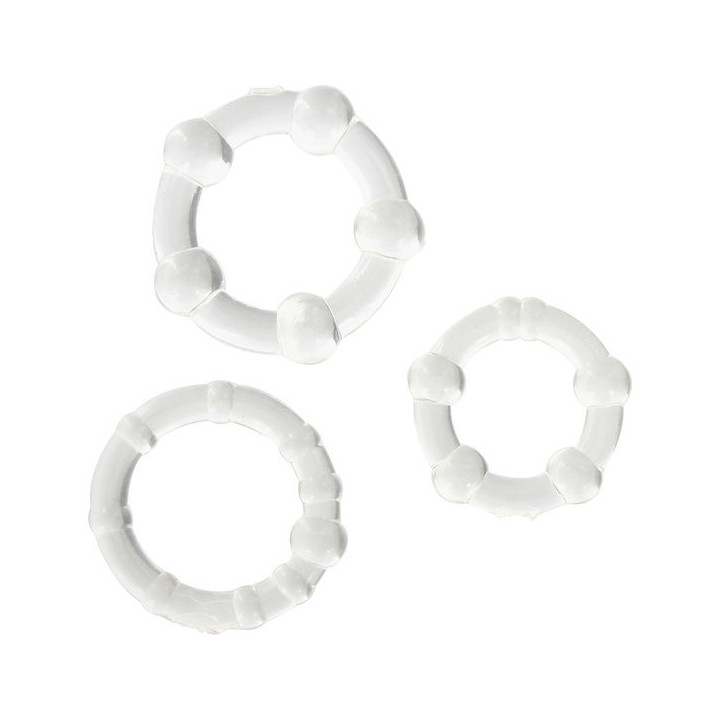 SEVEN CREATIONS - JUEGO TRES ANILLOS PENE TRANSPARENTE | VibraZon