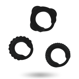 ADDICTED JUGUETES - SET 3 ANILLOS PENE NEGRO | VibraZon