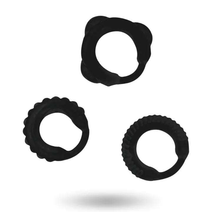 ADDICTED JUGUETES - SET 3 ANILLOS PENE NEGRO
