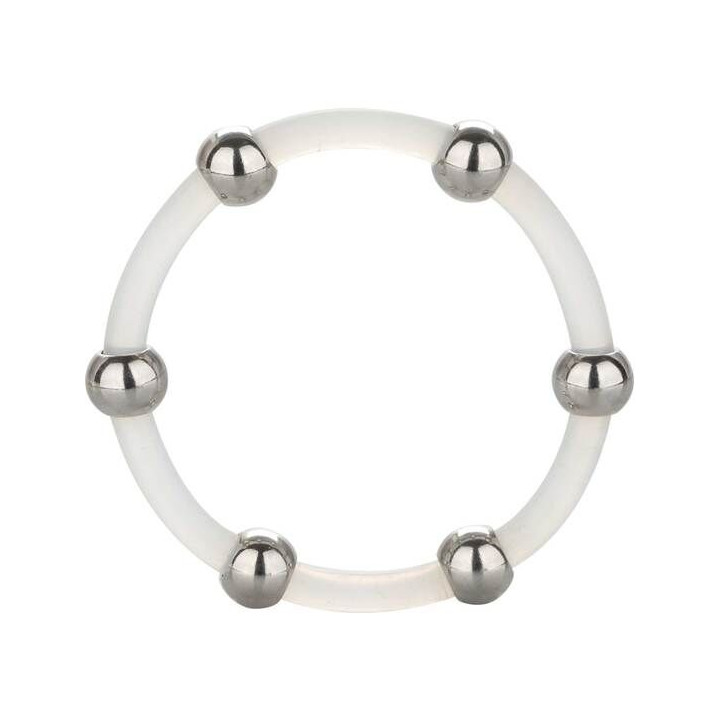 CALEXOTICS - ANILLO DE SILICONA CON CUENTAS DE ACERO TALLA XL | VibraZon