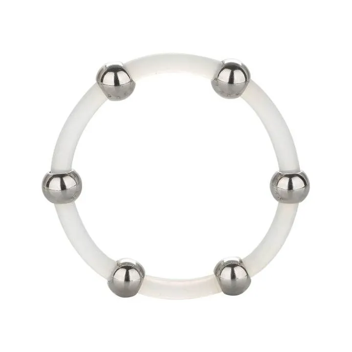 CALEXOTICS - ANILLO DE SILICONA CON CUENTAS DE ACERO TALLA XL