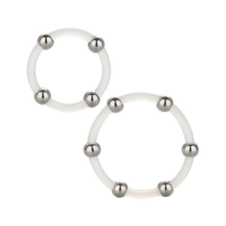 CALEXOTICS - KIT DE 2 UDS ANILLO DE SILICONA CON CUENTAS DE ACERO | VibraZon