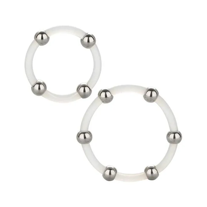 CALEXOTICS - KIT DE 2 UDS ANILLO DE SILICONA CON CUENTAS DE ACERO