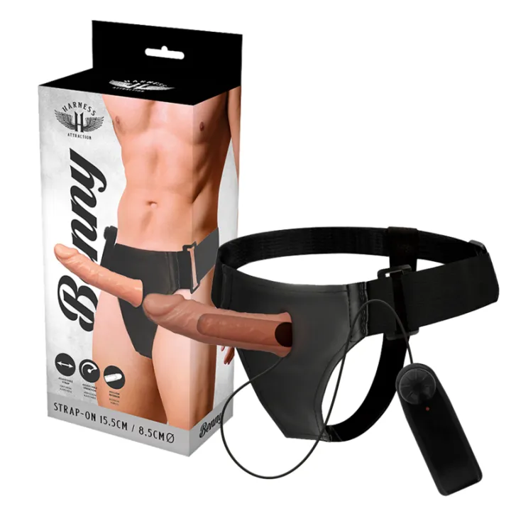 ARNES ATTRACTION - ARNÉS HUECO BENNY CON VIBRADOR 15 CM -O- 4.5 CM
