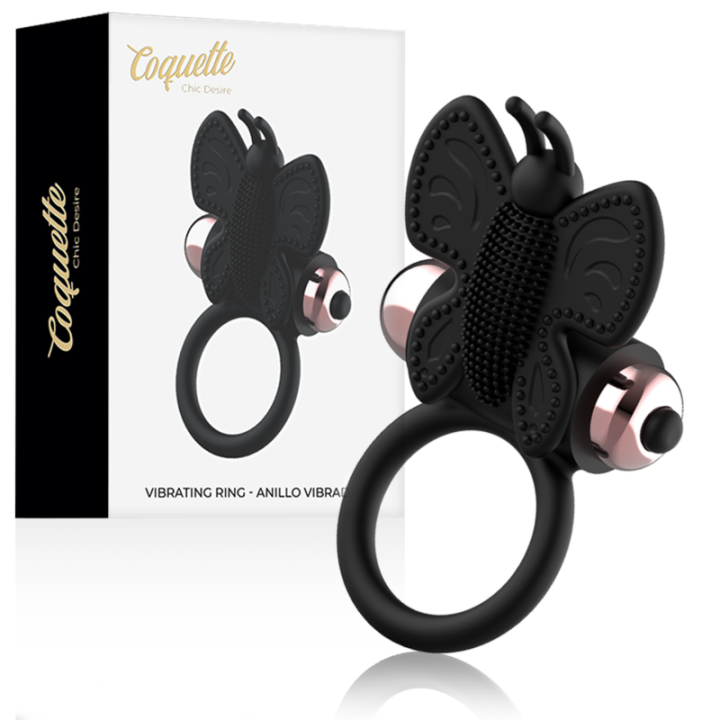 COQUETTE CHIC DESIRE - PENE ANILLO BUTTERFLY ANILLO VIBRADOR NEGRO / DORADO | VibraZon