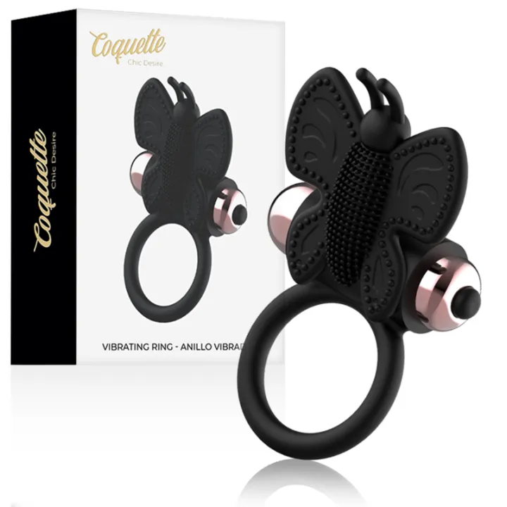 COQUETTE CHIC DESIRE - PENE ANILLO BUTTERFLY ANILLO VIBRADOR NEGRO / DORADO