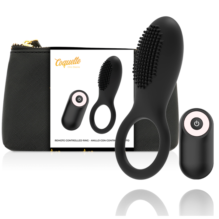 COQUETTE CHIC DESIRE - ANILLO VIBRADOR CONTROL REMOTO RECARGABLE NEGRO / DORADO | VibraZon