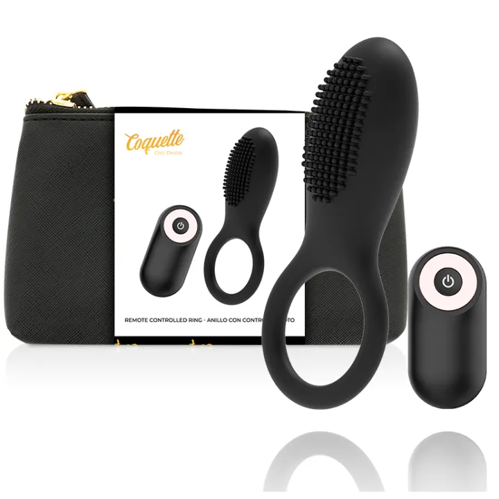 COQUETTE CHIC DESIRE - ANILLO VIBRADOR CONTROL REMOTO RECARGABLE NEGRO / DORADO