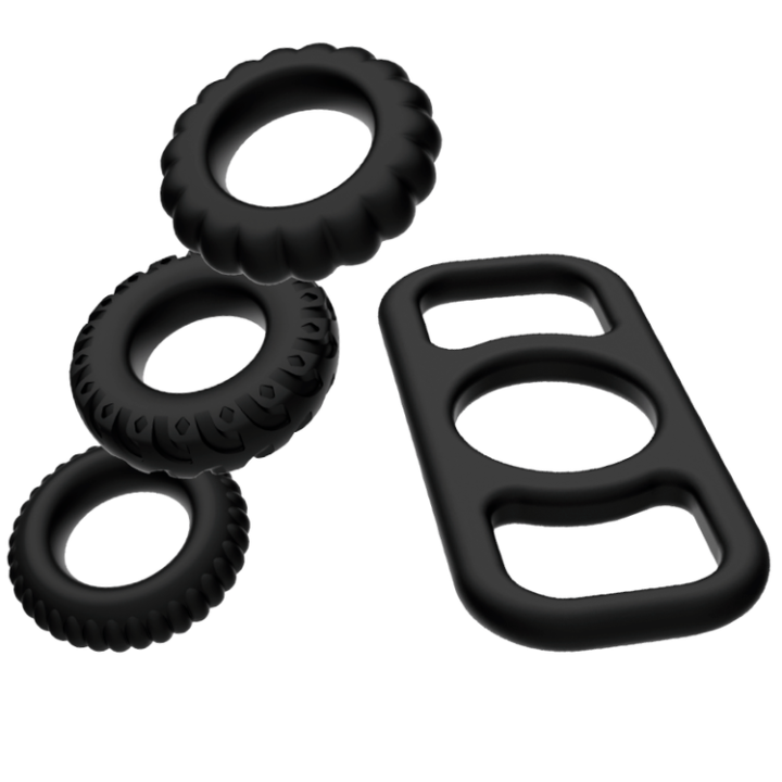 ADDICTED JUGUETES - SET 4 ANILLOS SILICONA PARA EL PENE | VibraZon