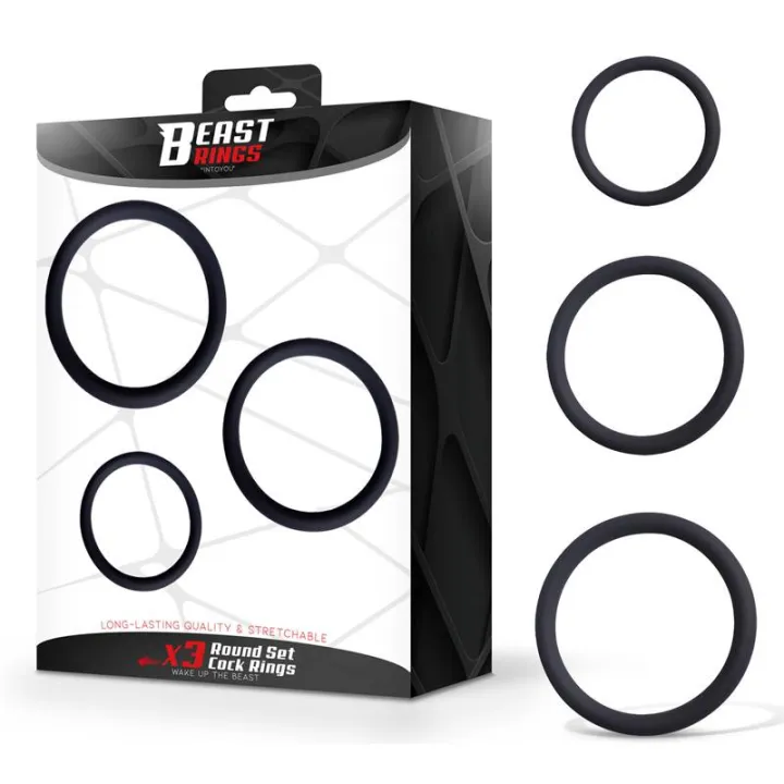 Set de 3 Anillos para el Pene Silicona S, M y L de Beast Rings