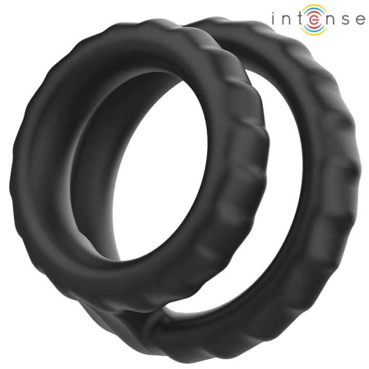 INTENSE - DEWEY ANILLO DOBLE PARA PENE SILICONA NEGRO MODELO 2 | VibraZon