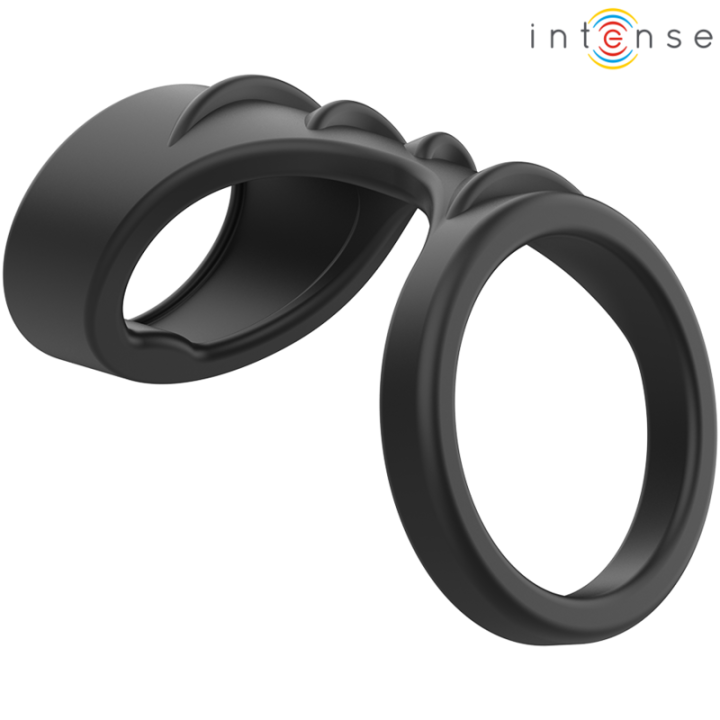 INTENSE - THEO ANILLO DOBLE PARA PENE SILICONA NEGRO MODELO 3 | VibraZon