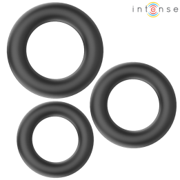 INTENSE - HUGH 3 ANILLOS BÁSICOS PARA PENE SILICONA NEGRO | VibraZon