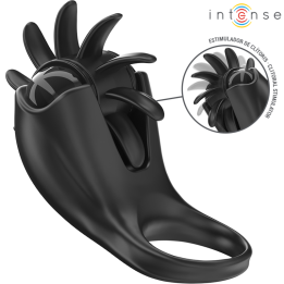 INTENSE - MABEL ANILLO VIBRADOR 10 VIBRACIONES CON ESTIMULADOR DE CLÍTORIS NEGRO | VibraZon