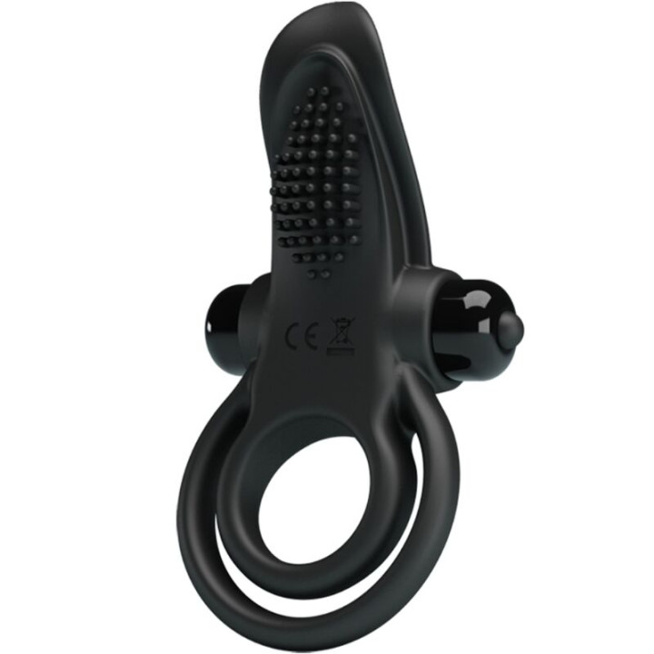 PRETTY LOVE - DOBLE ANILLO VIBRADOR + ESTIMULADOR CLÍTORIS 10 VIBRACIONES NEGRO | VibraZon
