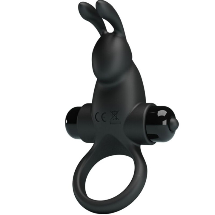 PRETTY LOVE - ANILLO VIBRADOR + ESTIMULADOR RABBIT CLÍTORIS 10 VIBRACIONES NEGRO | VibraZon