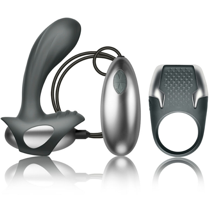 CLIMAXIMUM - EXCITE KIT ANILLO PARA PENE + MASAJEADOR PRÓSTATA CON CABLE | VibraZon