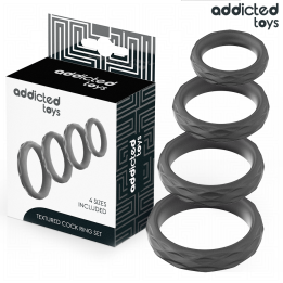 ADDICTED JUGUETES - SET ANILLOS PENE TEXTURIZADOS 4 TAMAÑOS | VibraZon