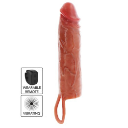 GET REAL - FUNDA HYDRATED SKIN DE SILICONA CON VIBRACIÓN PARA PENE CARAMELO 20 CM | VibraZon
