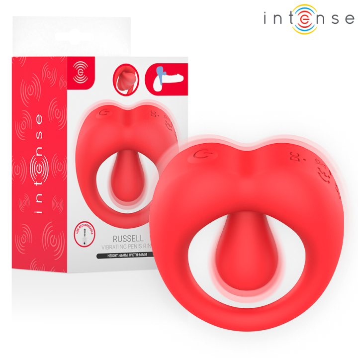 INTENSE - RUSSELL ANILLO VIBRADOR CON ESTIMULACIÓN DE CLÍTORIS ROJO | VibraZon