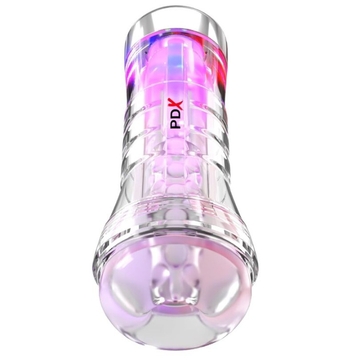 PDX ELITE - MASTURBADOR TRANSPARENTE VIEWTUBE XXL LED STROKER 27.3 CM | VibraZon