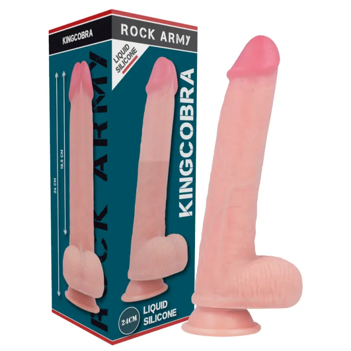 ROCKARMY - KINGCOBRA DILDO REALÍSTICO LIQUIDA SILICONA 24 CM -O- 4.77 CM