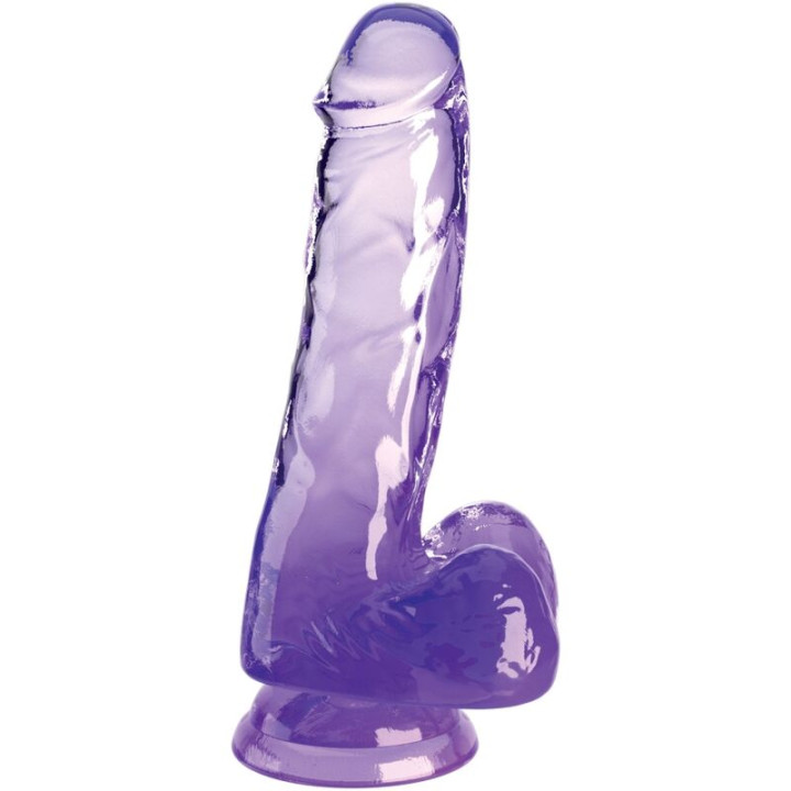 KING PENE - CLEAR PENE REALÍSTICO CON TESTÍCULOS 13.5 CM MORADO | VibraZon