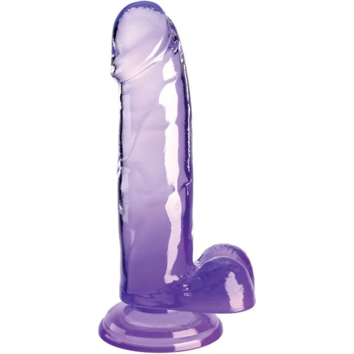 KING PENE - CLEAR PENE REALÍSTICO CON TESTÍCULOS 15.2 CM MORADO