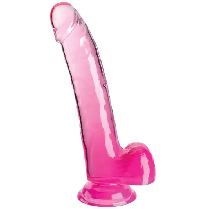 KING PENE - CLEAR DILDO CON TESTÍCULOS 20.3 CM ROSA