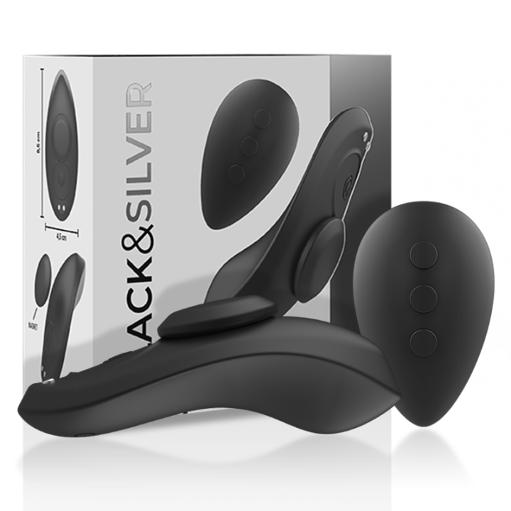 NEGRO&PLATEADO - PRESTON PANTIE MAGNÉTICO VIBRADOR SILICONA REMOTO | VibraZon