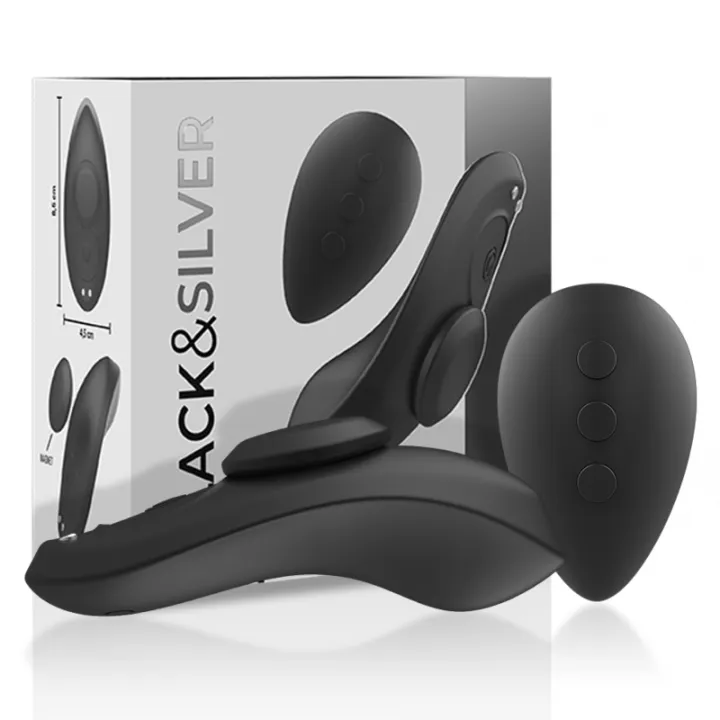 NEGRO&PLATEADO - PRESTON PANTIE MAGNÉTICO VIBRADOR SILICONA REMOTO