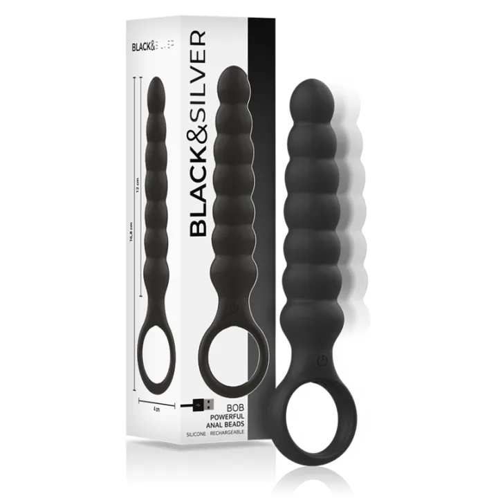 NEGRO&PLATEADO - BOB POTENTE VIBRADOR DILATADOR ANAL SILICONA