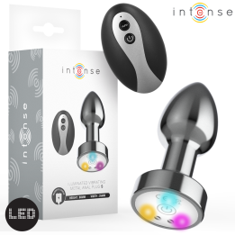 INTENSE - PLUG ANAL TALLA S DE METAL VIBRADOR CON LUCES LED MULTICOLOR Y CONTROL REMOTO | VibraZon