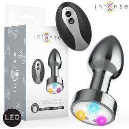 INTENSE - PLUG ANAL TALLA M DE METAL VIBRADOR CON LUCES LED MULTICOLOR Y CONTROL REMOTO | VibraZon