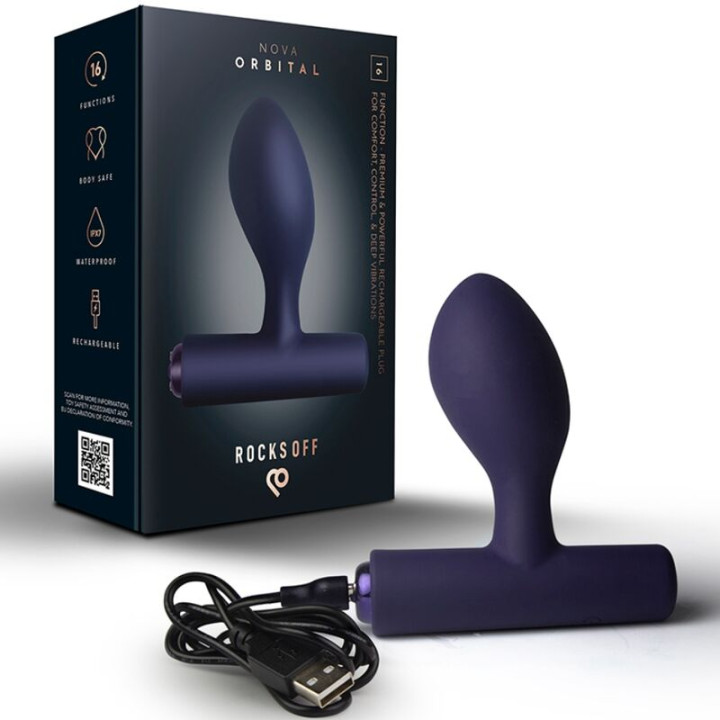 ROCKS-OFF - NOVA ORBITAL PREMIUM PLUG ANAL RECARGABLE 16 FUNCIONES AZUL | VibraZon